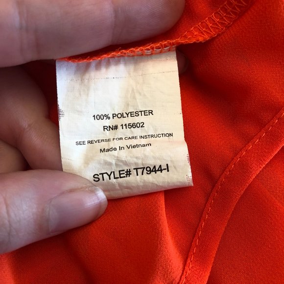 Lush Sheer Neon Orange Short Sleeve Blouse | Size Small - Picture 6 of 8